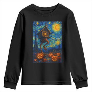 Baba Yaga House Youth Sweatshirt Starry Night Van Gogh Slavic Folklore Russia Fairy Tale TS10 Black Print Your Wear