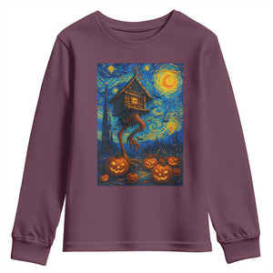 Baba Yaga House Youth Sweatshirt Starry Night Van Gogh Slavic Folklore Russia Fairy Tale TS10 Maroon Print Your Wear
