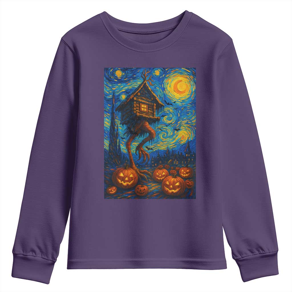 Baba Yaga House Youth Sweatshirt Starry Night Van Gogh Slavic Folklore Russia Fairy Tale TS10 Purple Print Your Wear