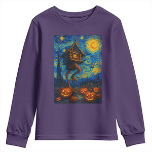 Baba Yaga House Youth Sweatshirt Starry Night Van Gogh Slavic Folklore Russia Fairy Tale TS10 Purple Print Your Wear