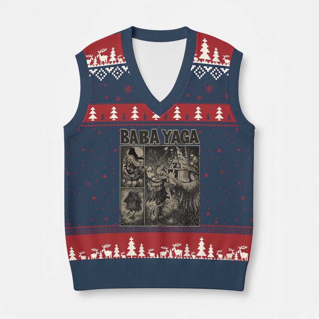 Baba Yaga House V-Neck Knit Sweater Vest Slavic Folklore Russia Fairy Tale Horror Fans TS10 Navy Red Print Your Wear