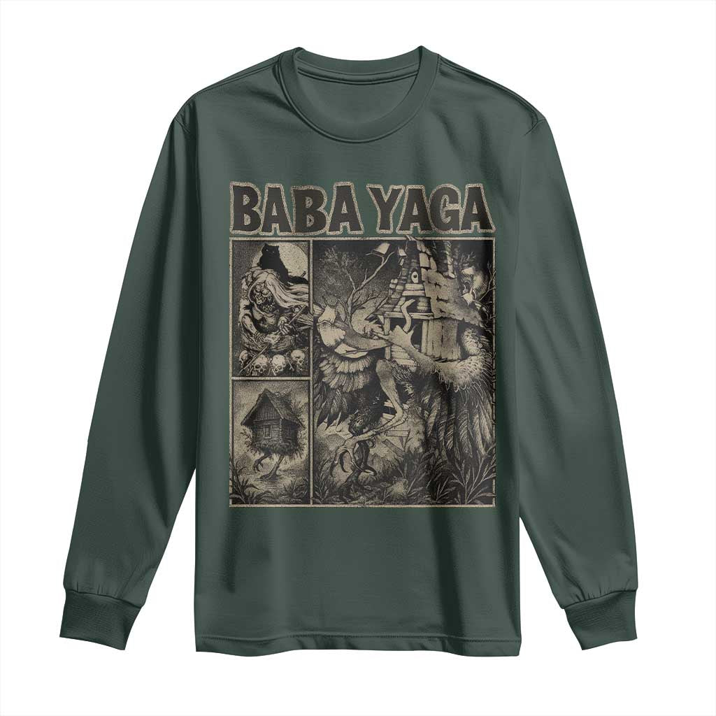 Baba Yaga House Long Sleeve Shirt Slavic Folklore Russia Fairy Tale Horror Fans TS10 Dark Forest Green Print Your Wear