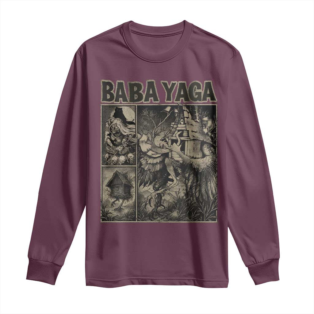 Baba Yaga House Long Sleeve Shirt Slavic Folklore Russia Fairy Tale Horror Fans TS10 Maroon Print Your Wear