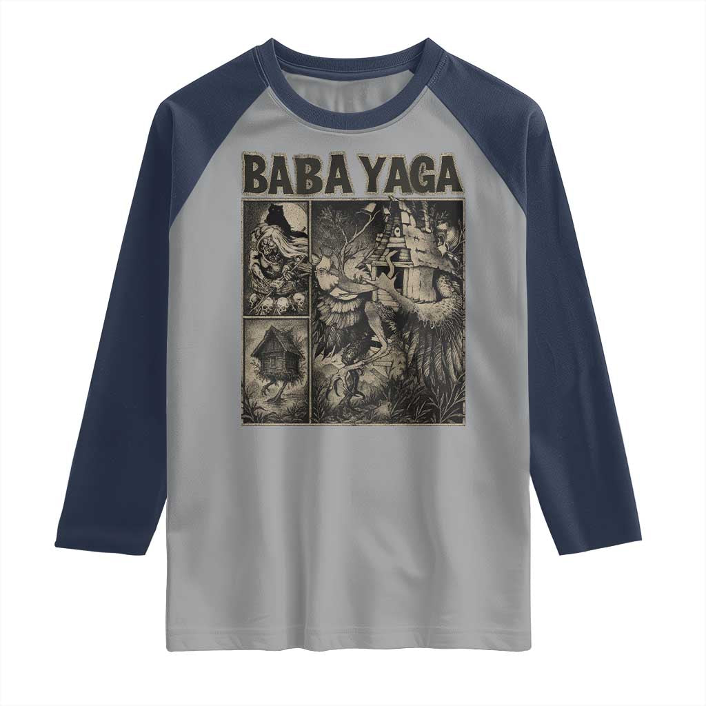 Baba Yaga House Raglan Shirt Slavic Folklore Russia Fairy Tale Horror Fans TS10 Sport Gray Navy Print Your Wear
