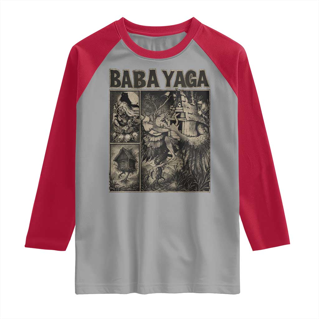 Baba Yaga House Raglan Shirt Slavic Folklore Russia Fairy Tale Horror Fans TS10 Sport Gray Red Print Your Wear