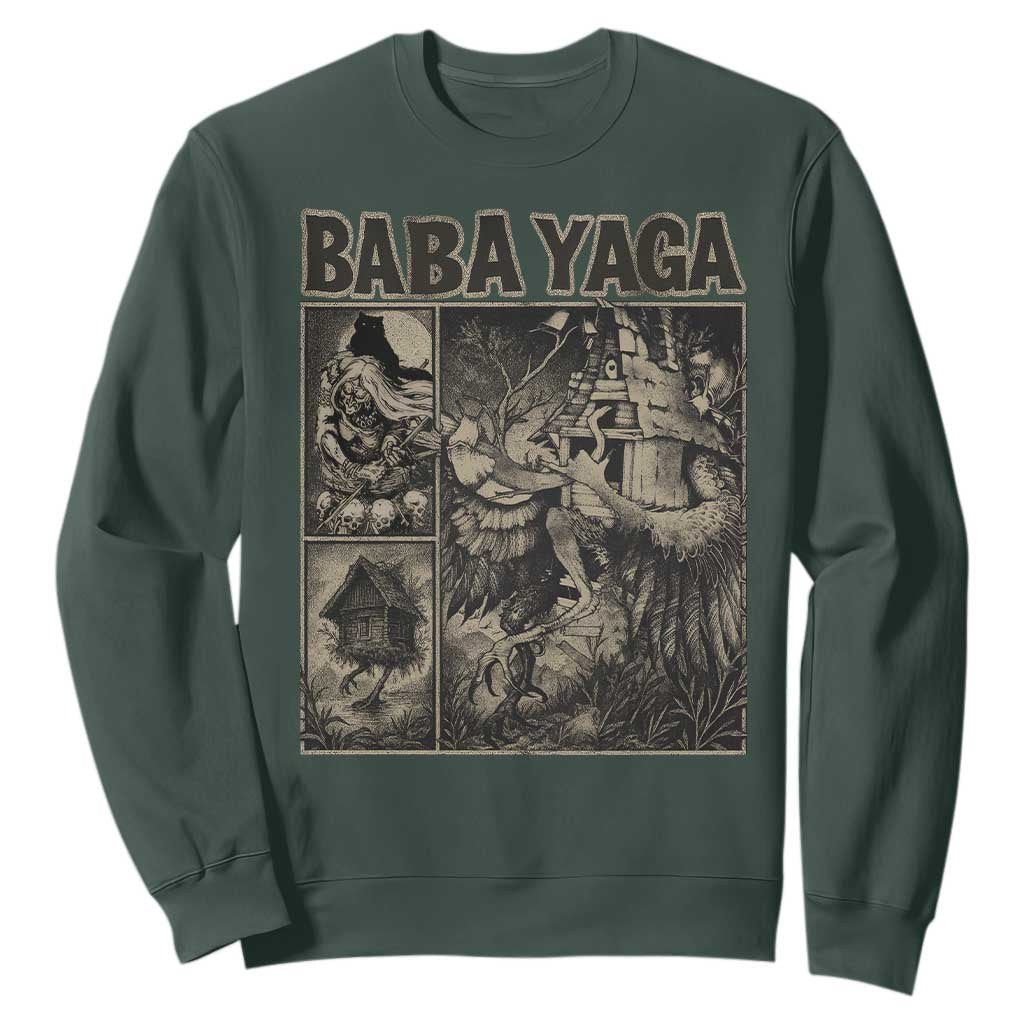 Baba Yaga House Sweatshirt Slavic Folklore Russia Fairy Tale Horror Fans TS10 Dark Forest Green Print Your Wear