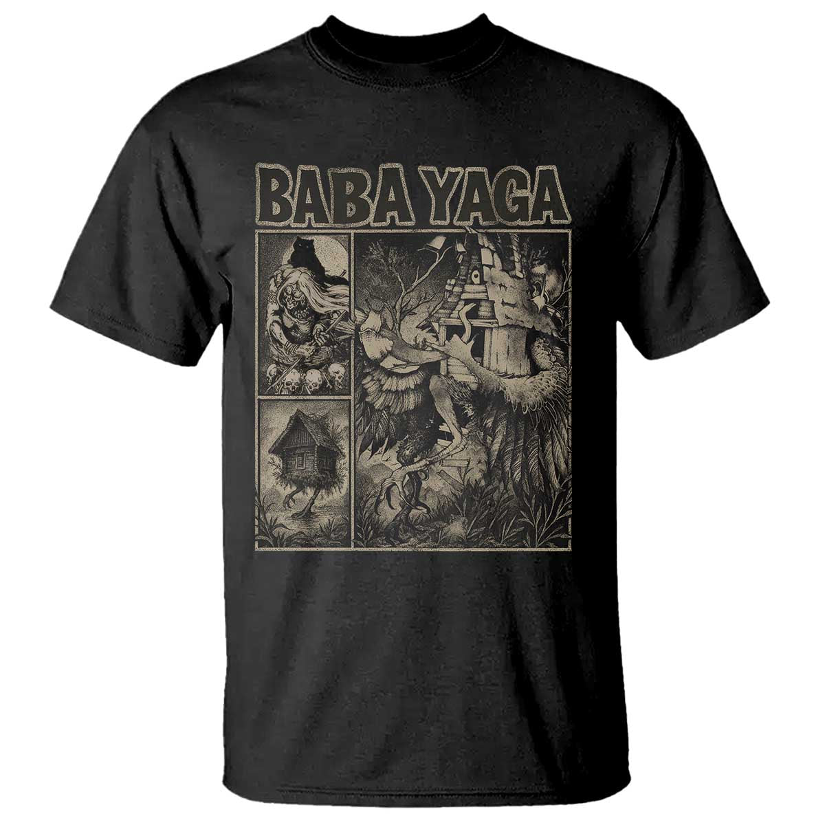 Baba Yaga House T Shirt Slavic Folklore Russia Fairy Tale Horror Fans TS10 Black Print Your Wear