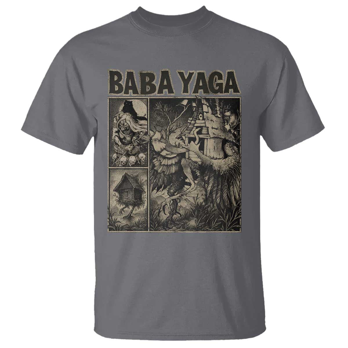 Baba Yaga House T Shirt Slavic Folklore Russia Fairy Tale Horror Fans TS10 Charcoal Print Your Wear