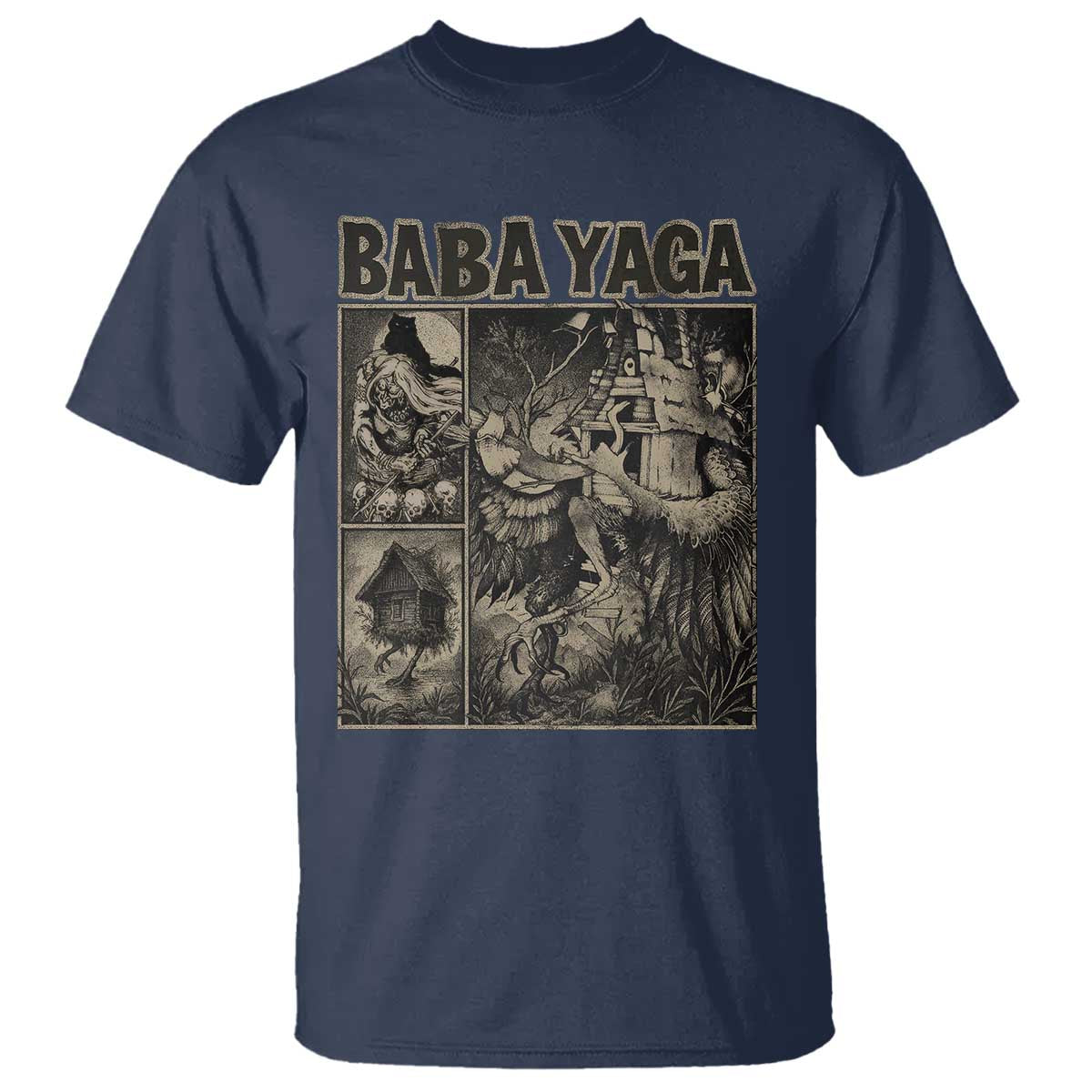 Baba Yaga House T Shirt Slavic Folklore Russia Fairy Tale Horror Fans TS10 Navy Print Your Wear