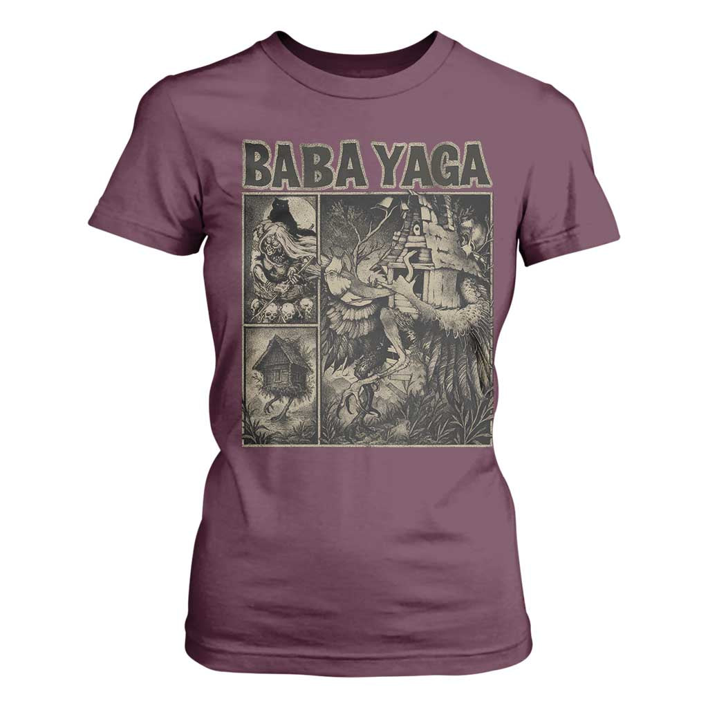 Baba Yaga House T Shirt For Women Slavic Folklore Russia Fairy Tale Horror Fans TS10 Maroon Print Your Wear