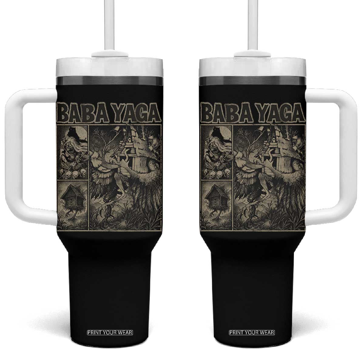 Baba Yaga House Tumbler With Handle Slavic Folklore Russia Fairy Tale Horror Fans TS10 One Size: 40 oz Black Print Your Wear