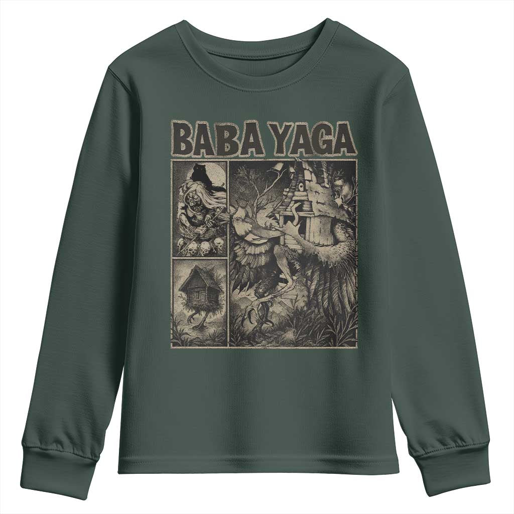 Baba Yaga House Youth Sweatshirt Slavic Folklore Russia Fairy Tale Horror Fans TS10 Dark Forest Green Print Your Wear