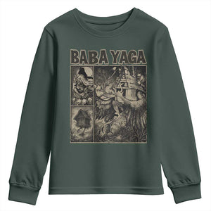 Baba Yaga House Youth Sweatshirt Slavic Folklore Russia Fairy Tale Horror Fans TS10 Dark Forest Green Print Your Wear