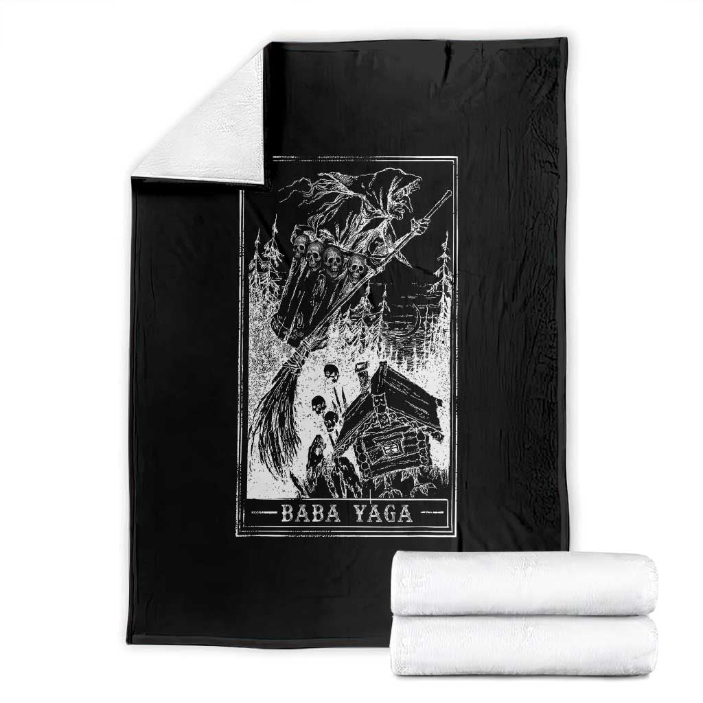 Baba Yaga House Tarot Card Throw Blanket Botanical Slavic Folklore Pagan Witchy TS10 Black Print Your Wear