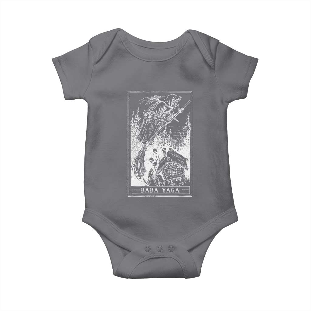 Baba Yaga House Tarot Card Baby Onesie Botanical Slavic Folklore Pagan Witchy TS10 Charcoal Print Your Wear
