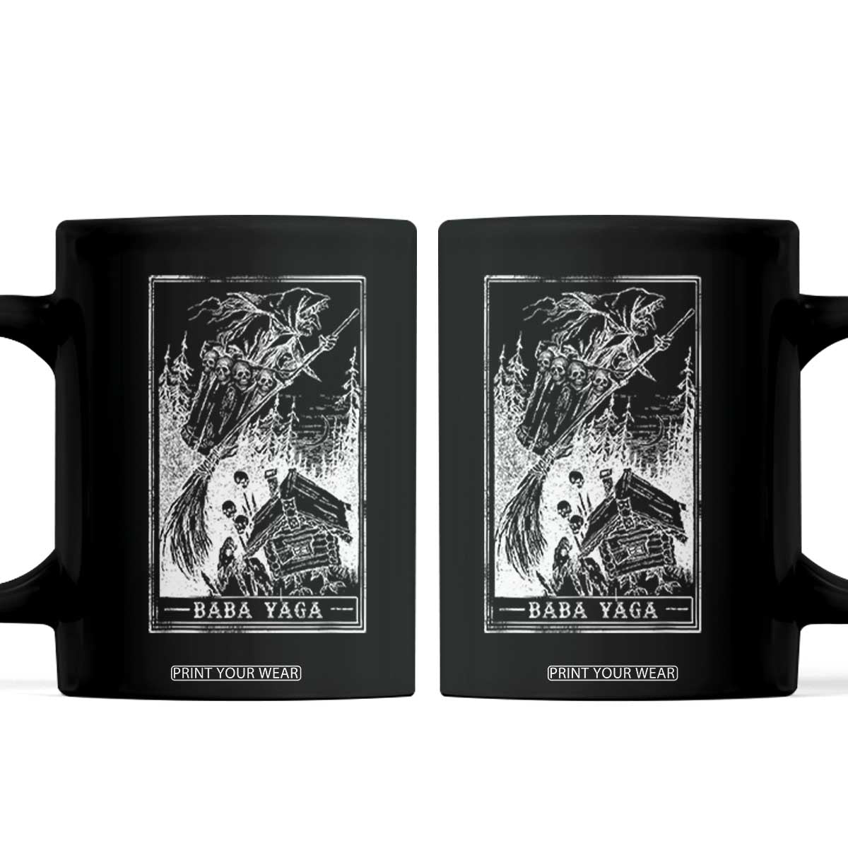 Baba Yaga House Tarot Card Coffee Mug Botanical Slavic Folklore Pagan Witchy TS10 Black Print Your Wear