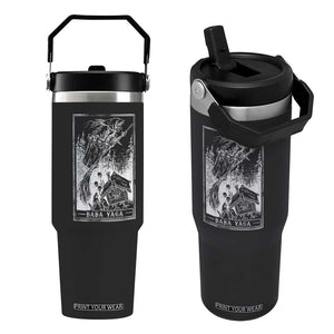 Baba Yaga House Tarot Card Flip Straw Tumbler Botanical Slavic Folklore Pagan Witchy TS10 One Size: 30 oz Black Print Your Wear