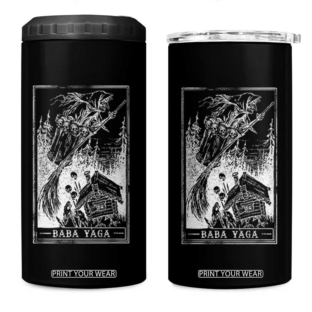 Baba Yaga House Tarot Card 4 in 1 Can Cooler Tumbler Botanical Slavic Folklore Pagan Witchy TS10 One Size: 16 oz Black Print Your Wear