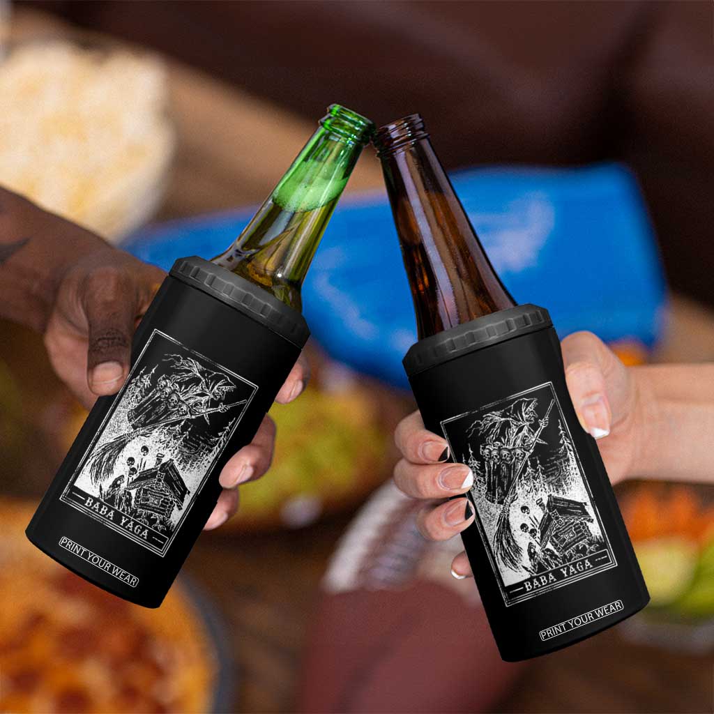 Baba Yaga House Tarot Card 4 in 1 Can Cooler Tumbler Botanical Slavic Folklore Pagan Witchy TS10 Print Your Wear