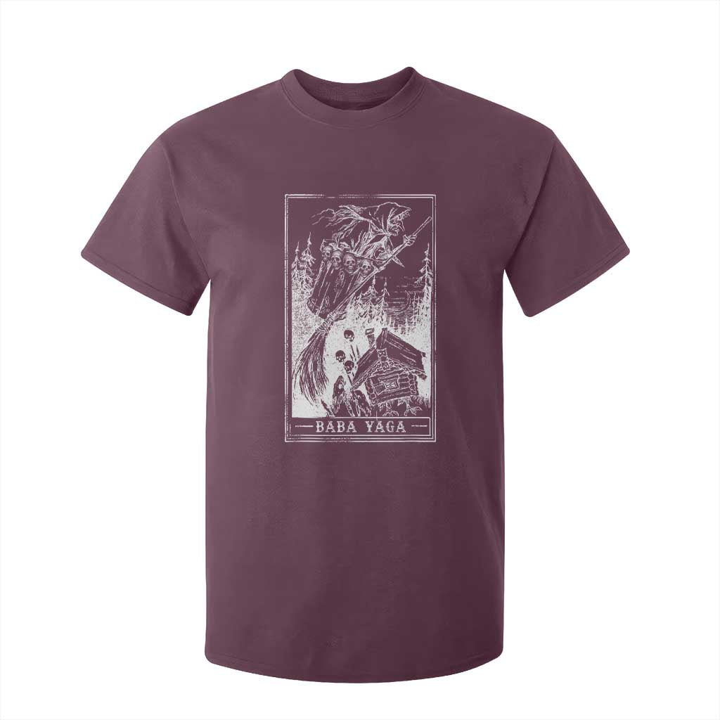 Baba Yaga House Tarot Card T Shirt For Kid Botanical Slavic Folklore Pagan Witchy TS10 Maroon Print Your Wear