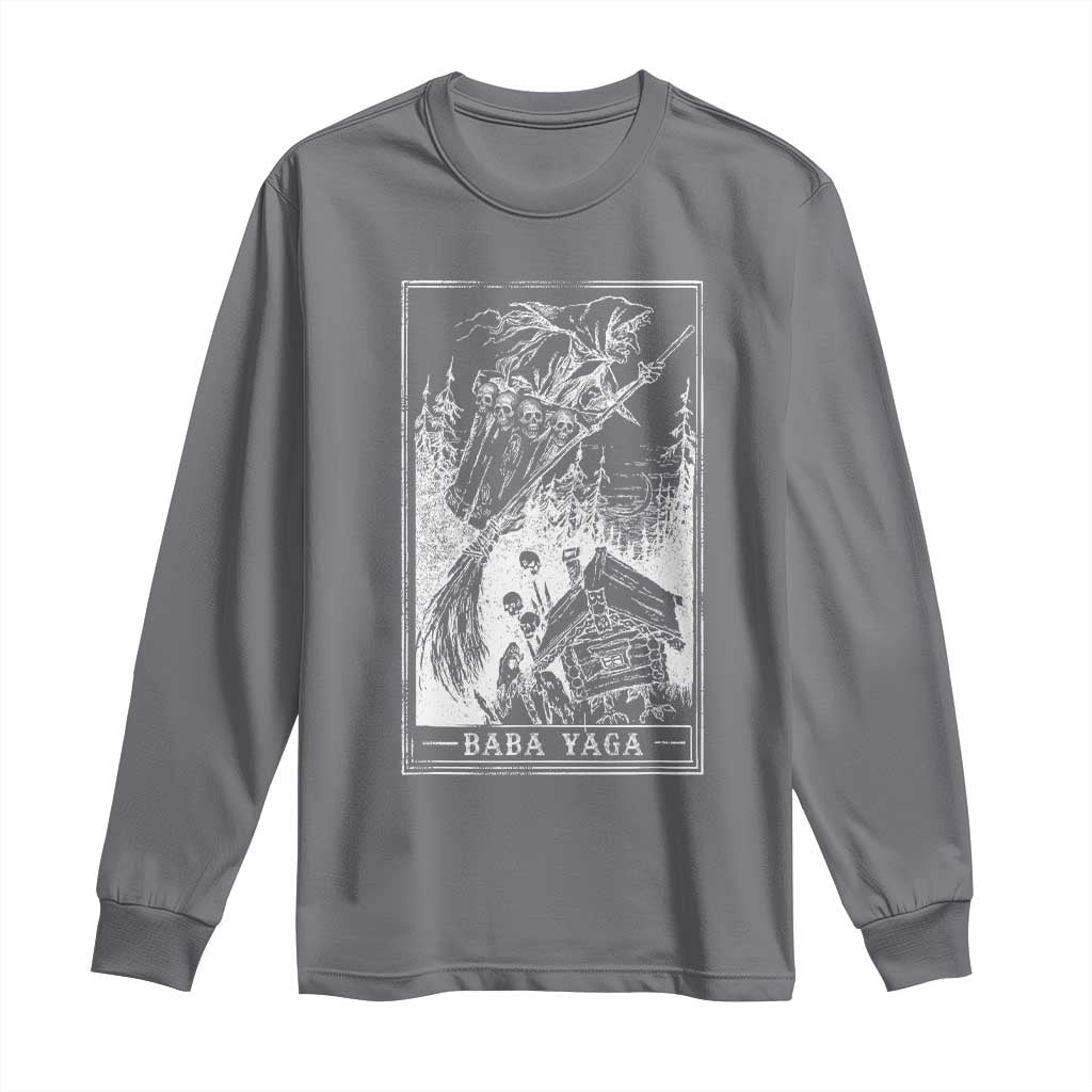 Baba Yaga House Tarot Card Long Sleeve Shirt Botanical Slavic Folklore Pagan Witchy TS10 Charcoal Print Your Wear