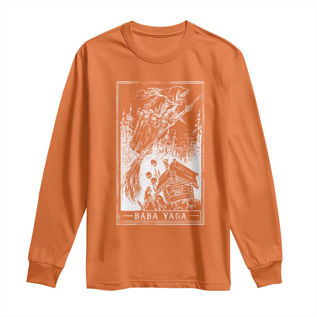 Baba Yaga House Tarot Card Long Sleeve Shirt Botanical Slavic Folklore Pagan Witchy TS10 Orange Print Your Wear