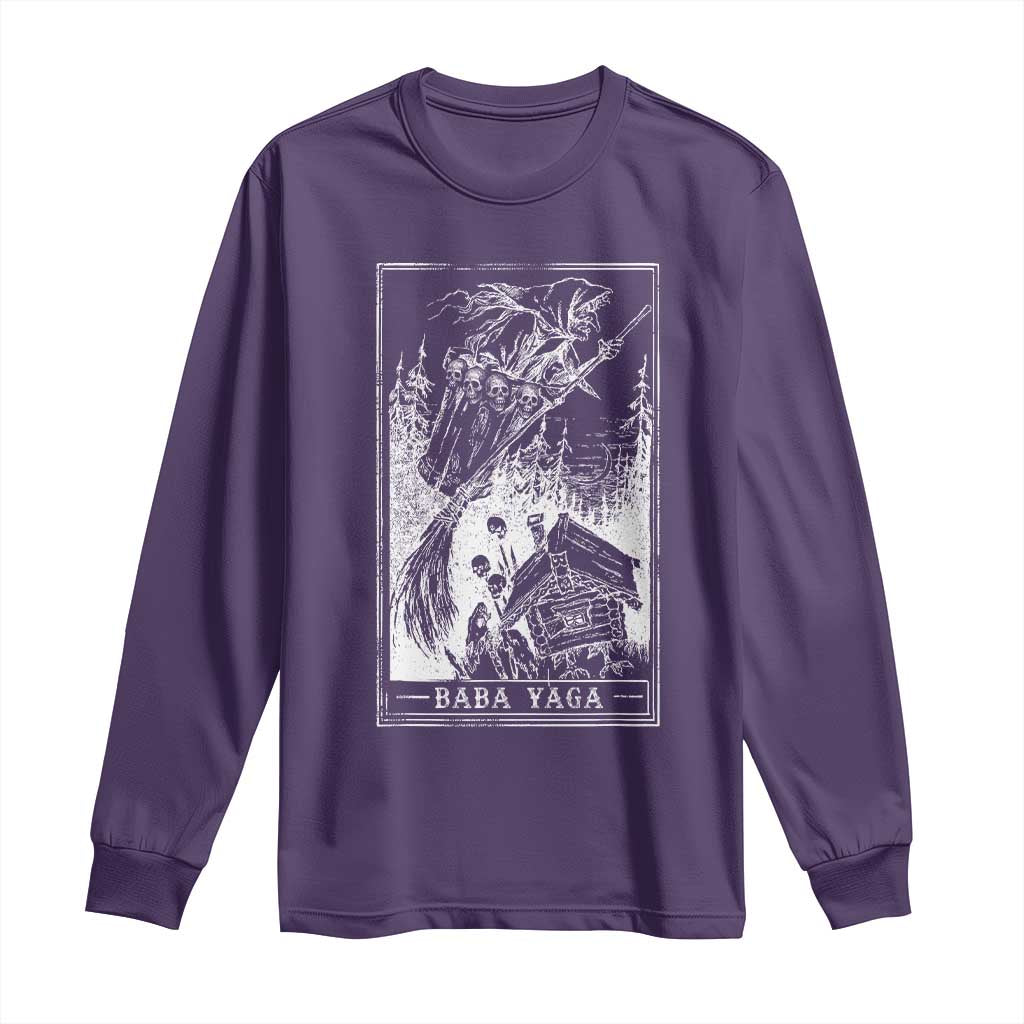 Baba Yaga House Tarot Card Long Sleeve Shirt Botanical Slavic Folklore Pagan Witchy TS10 Purple Print Your Wear