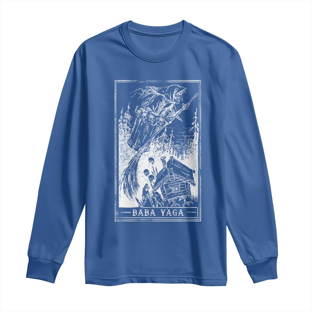 Baba Yaga House Tarot Card Long Sleeve Shirt Botanical Slavic Folklore Pagan Witchy TS10 Royal Blue Print Your Wear