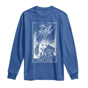 Baba Yaga House Tarot Card Long Sleeve Shirt Botanical Slavic Folklore Pagan Witchy TS10 Royal Blue Print Your Wear
