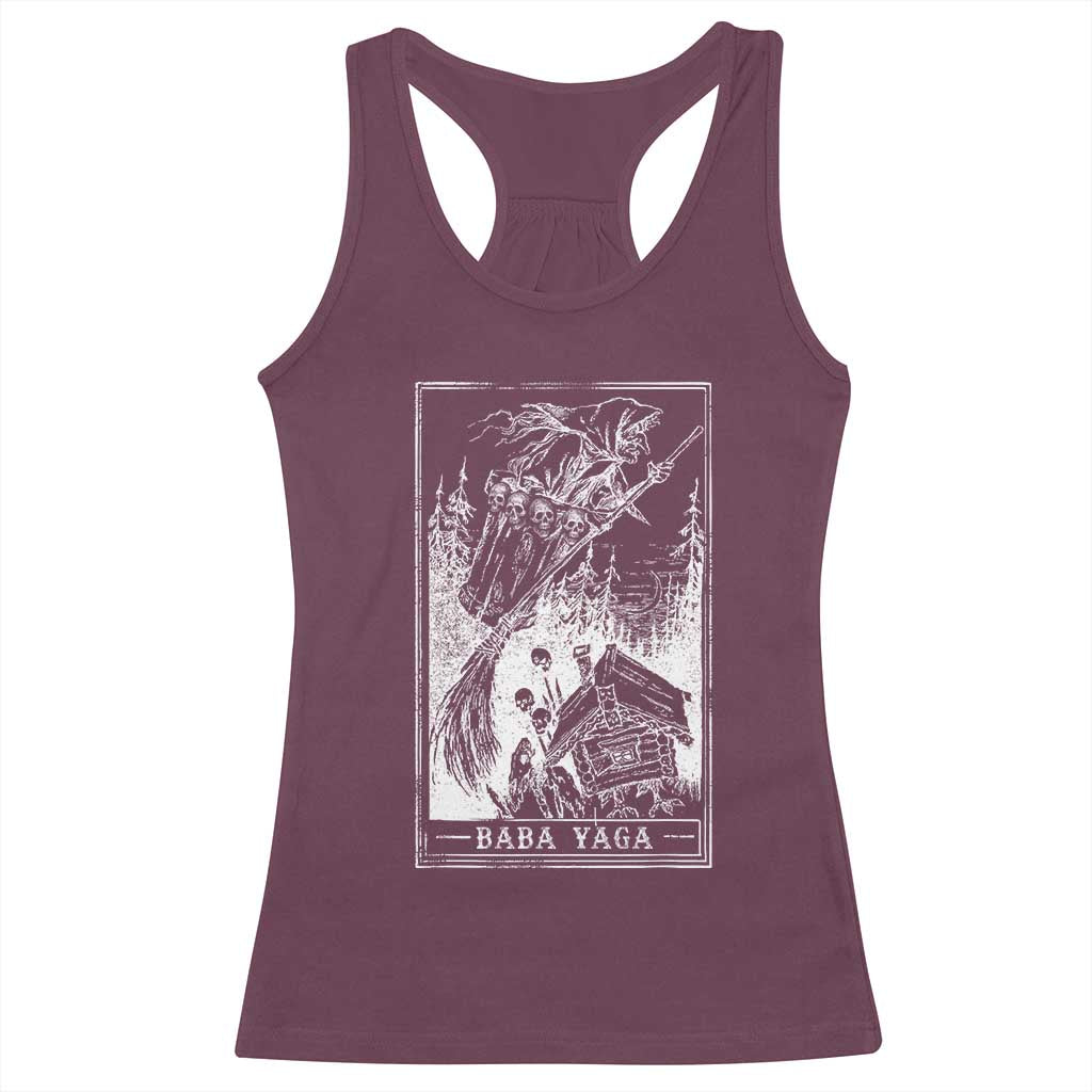 Baba Yaga House Tarot Card Racerback Tank Top Botanical Slavic Folklore Pagan Witchy TS10 Maroon Print Your Wear