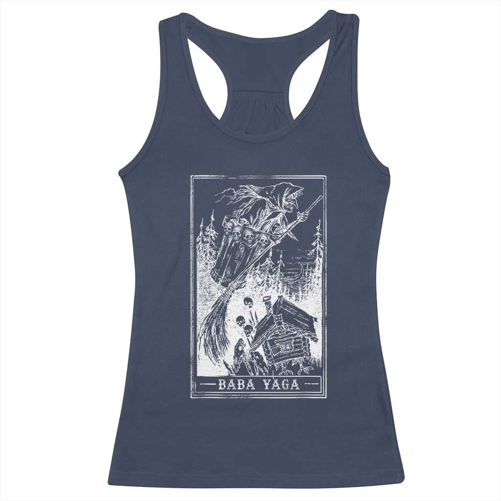 Baba Yaga House Tarot Card Racerback Tank Top Botanical Slavic Folklore Pagan Witchy TS10 Navy Print Your Wear
