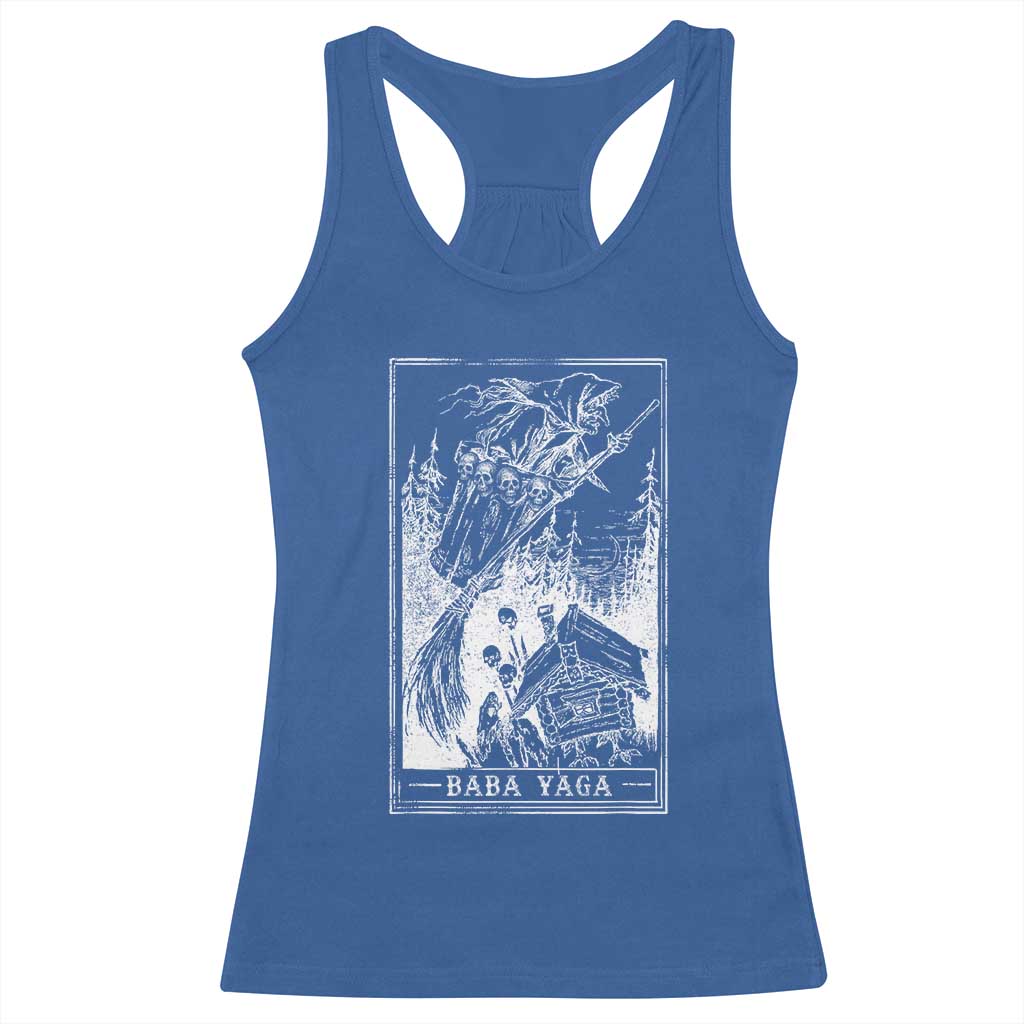 Baba Yaga House Tarot Card Racerback Tank Top Botanical Slavic Folklore Pagan Witchy TS10 Royal Blue Print Your Wear