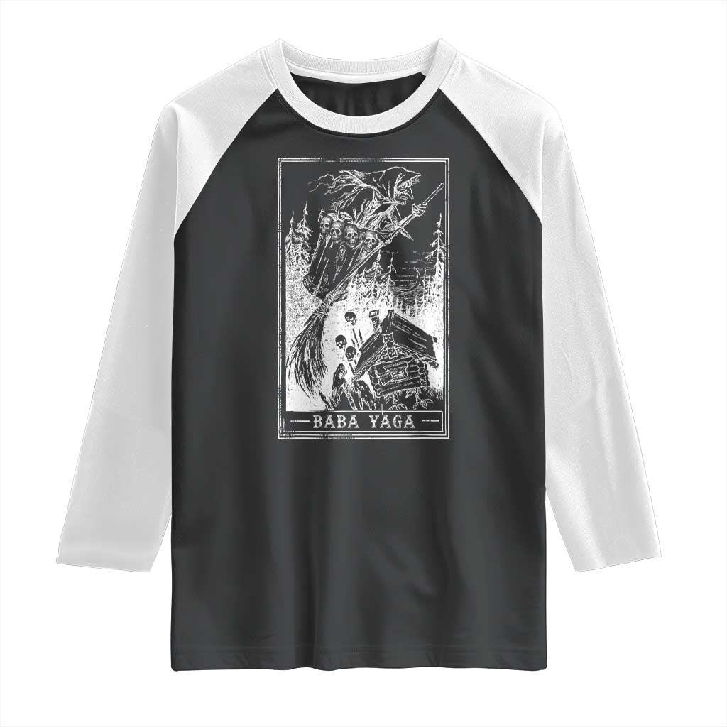Baba Yaga House Tarot Card Raglan Shirt Botanical Slavic Folklore Pagan Witchy TS10 Black White Print Your Wear