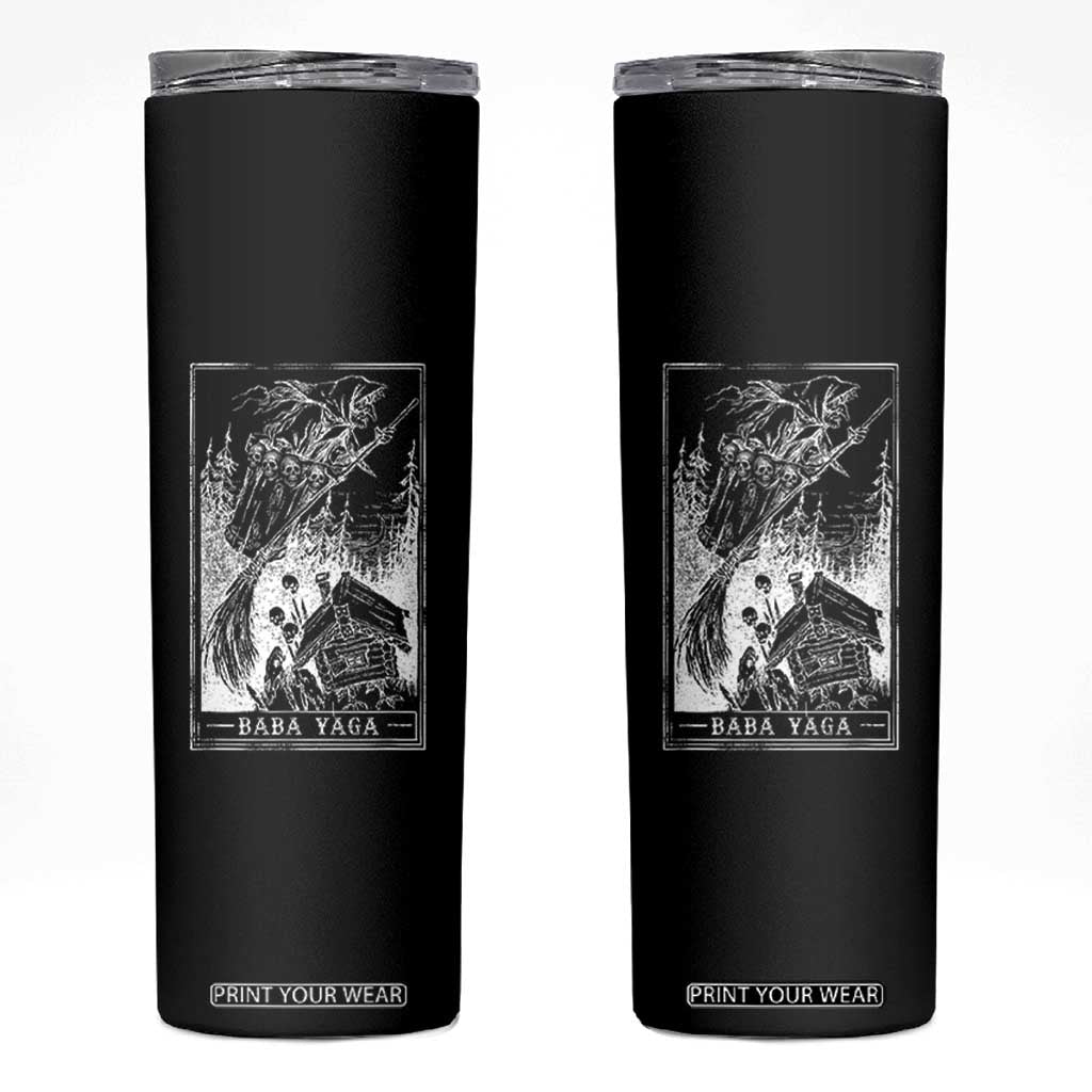 Baba Yaga House Tarot Card Skinny Tumbler Botanical Slavic Folklore Pagan Witchy TS10 Black Print Your Wear