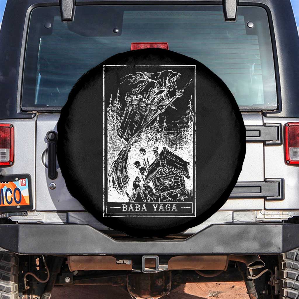 Baba Yaga House Tarot Card Spare Tire Cover Botanical Slavic Folklore Pagan Witchy TS10 No hole Black Print Your Wear