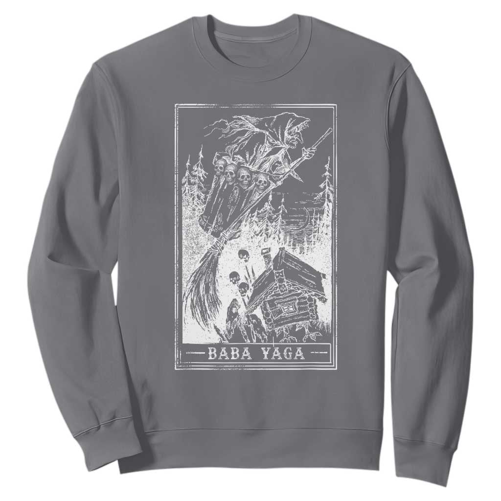 Baba Yaga House Tarot Card Sweatshirt Botanical Slavic Folklore Pagan Witchy TS10 Charcoal Print Your Wear