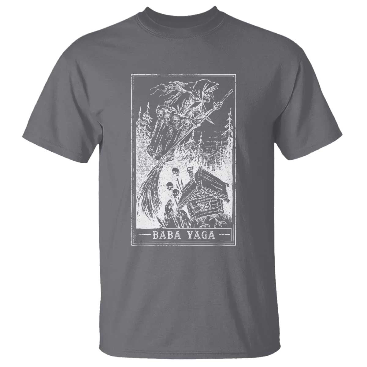 Baba Yaga House Tarot Card T Shirt Botanical Slavic Folklore Pagan Witchy TS10 Charcoal Print Your Wear