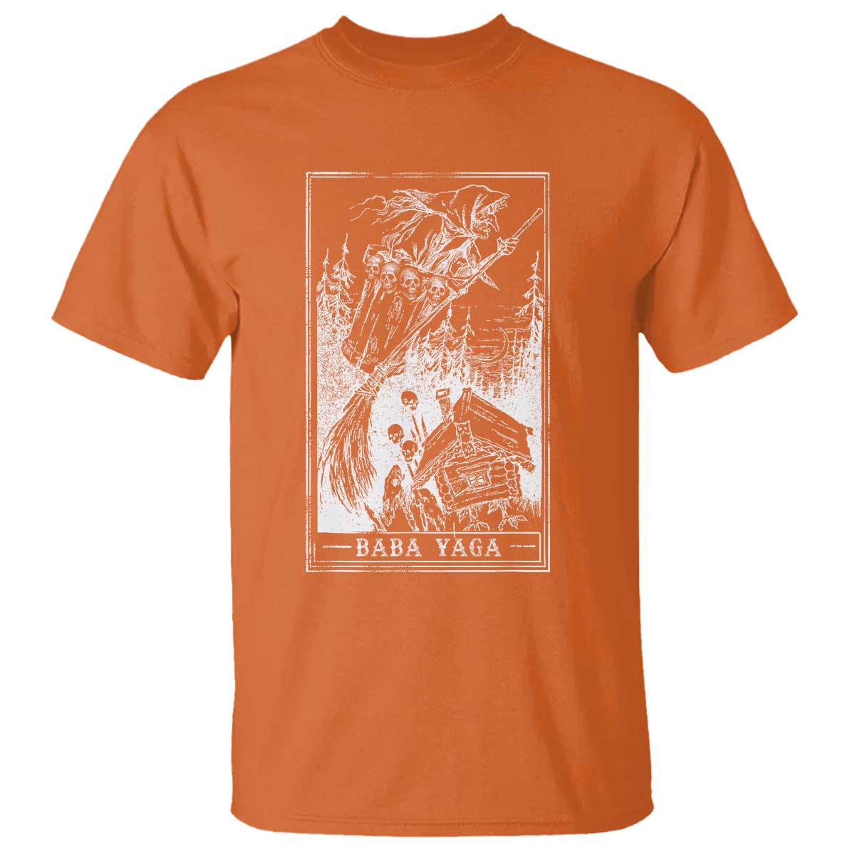 Baba Yaga House Tarot Card T Shirt Botanical Slavic Folklore Pagan Witchy TS10 Orange Print Your Wear