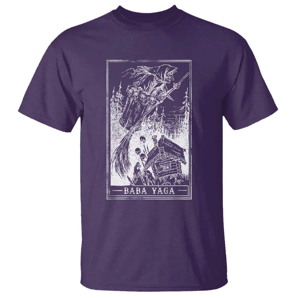 Baba Yaga House Tarot Card T Shirt Botanical Slavic Folklore Pagan Witchy TS10 Purple Print Your Wear