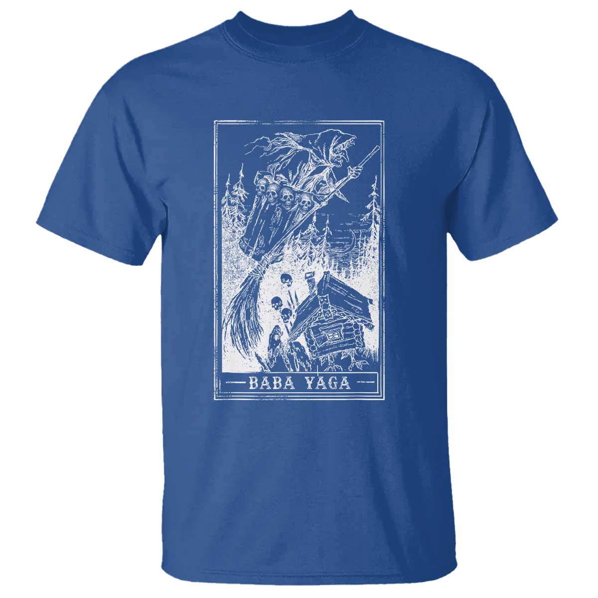 Baba Yaga House Tarot Card T Shirt Botanical Slavic Folklore Pagan Witchy TS10 Royal Blue Print Your Wear