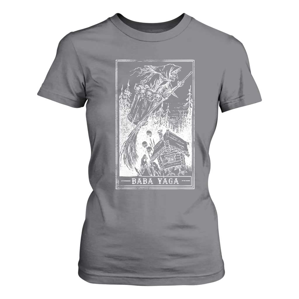 Baba Yaga House Tarot Card T Shirt For Women Botanical Slavic Folklore Pagan Witchy TS10 Charcoal Print Your Wear
