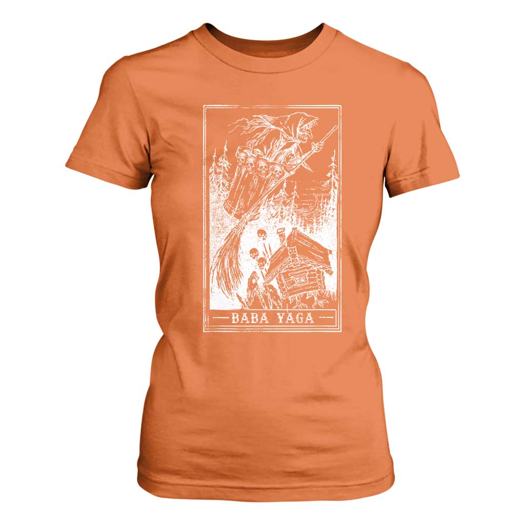 Baba Yaga House Tarot Card T Shirt For Women Botanical Slavic Folklore Pagan Witchy TS10 Orange Print Your Wear