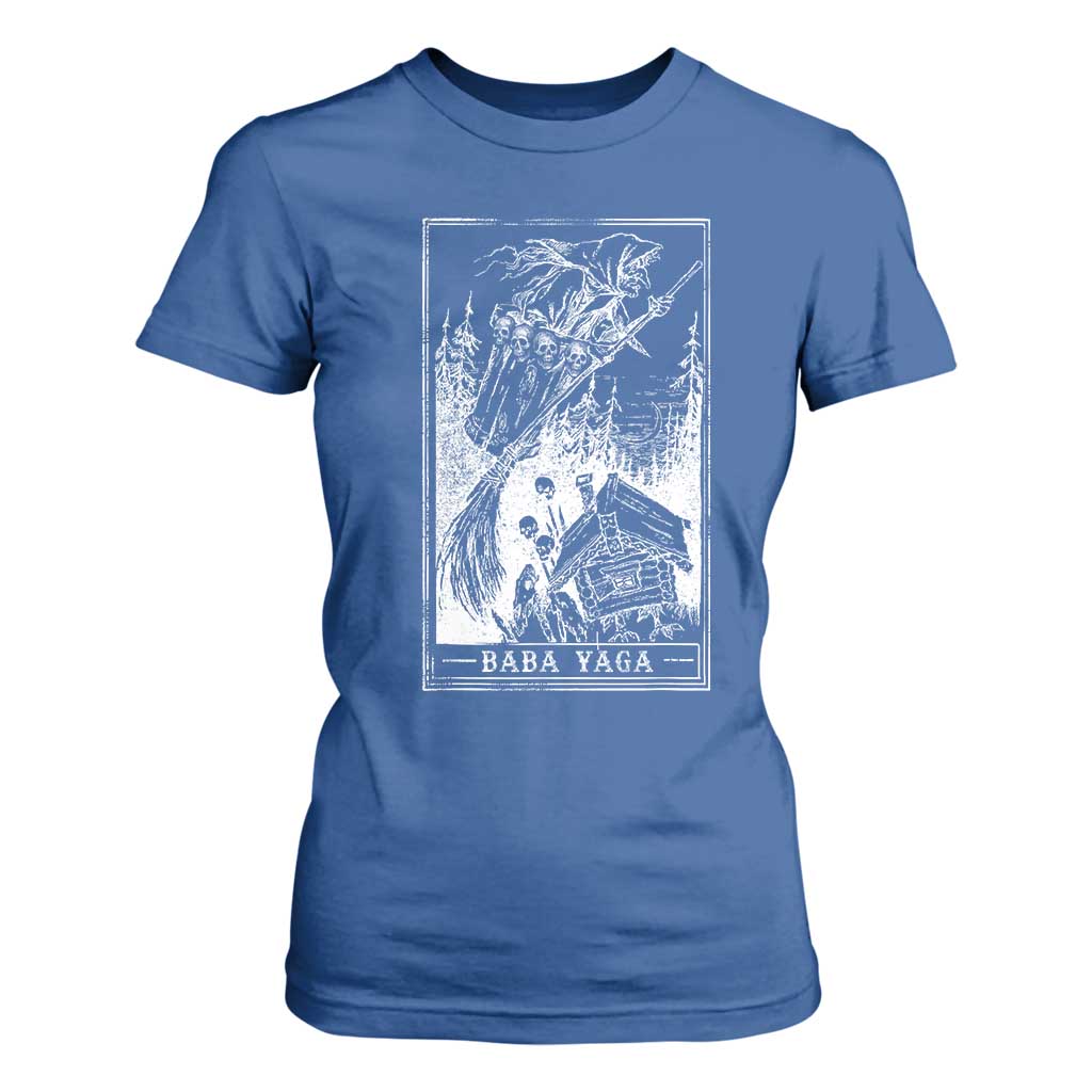 Baba Yaga House Tarot Card T Shirt For Women Botanical Slavic Folklore Pagan Witchy TS10 Royal Blue Print Your Wear