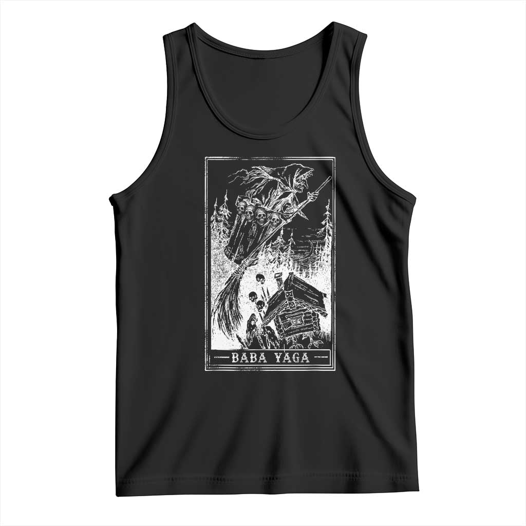 Baba Yaga House Tarot Card Tank Top Botanical Slavic Folklore Pagan Witchy TS10 Black Print Your Wear