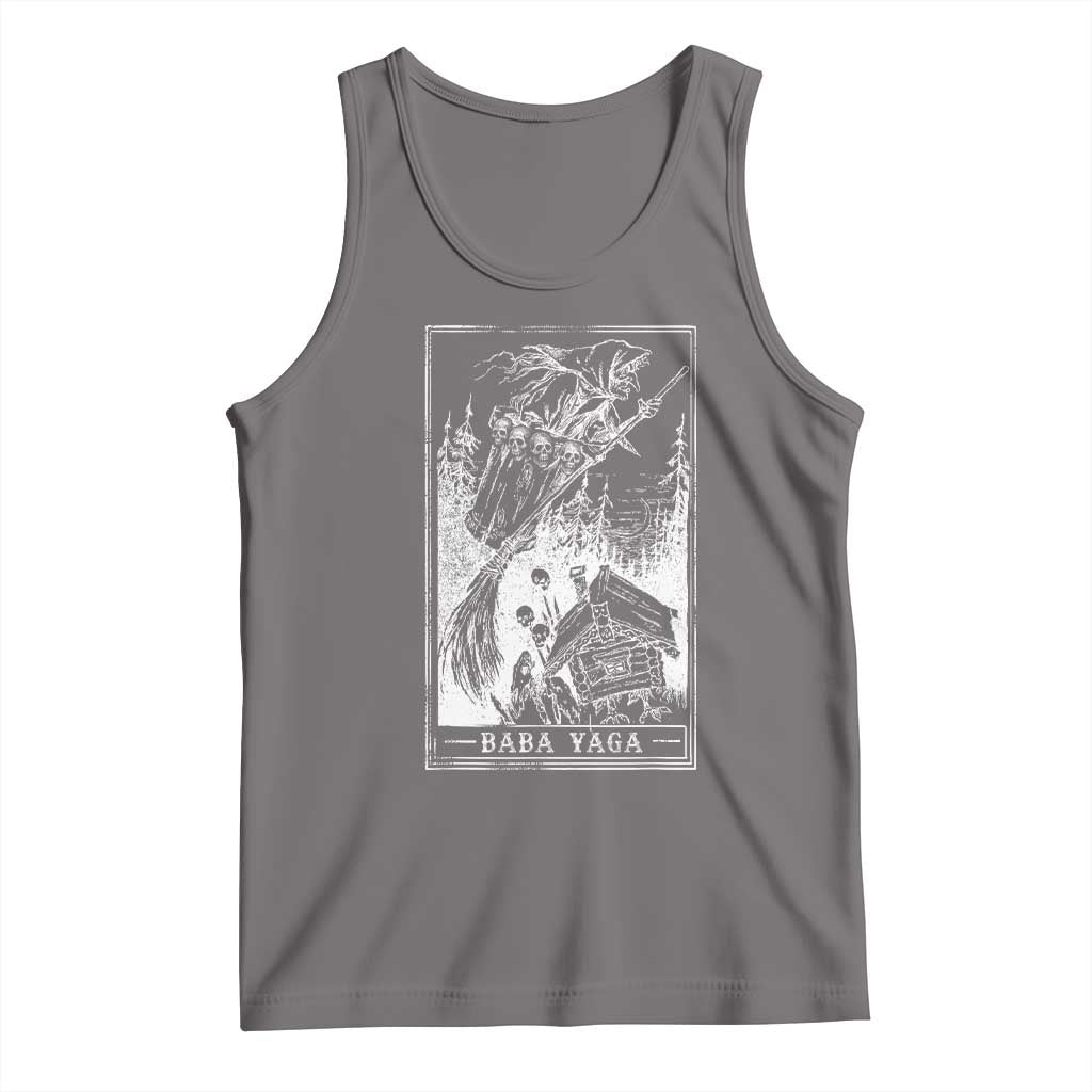 Baba Yaga House Tarot Card Tank Top Botanical Slavic Folklore Pagan Witchy TS10 Deep Heather Print Your Wear