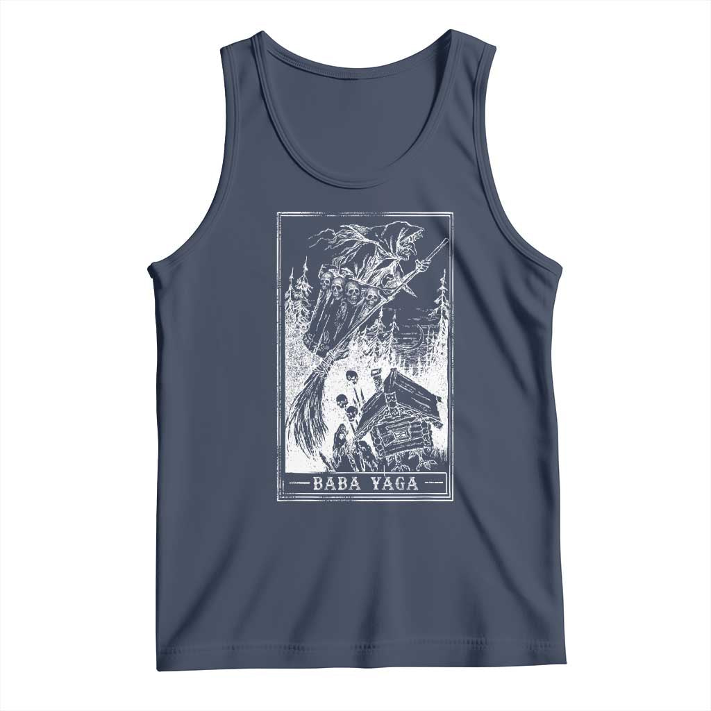 Baba Yaga House Tarot Card Tank Top Botanical Slavic Folklore Pagan Witchy TS10 Navy Print Your Wear