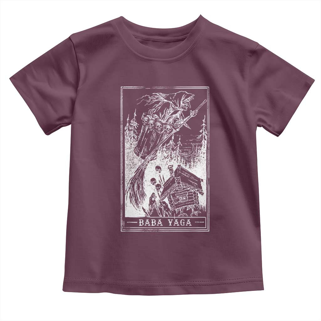 Baba Yaga House Tarot Card Toddler T Shirt Botanical Slavic Folklore Pagan Witchy TS10 Maroon Print Your Wear