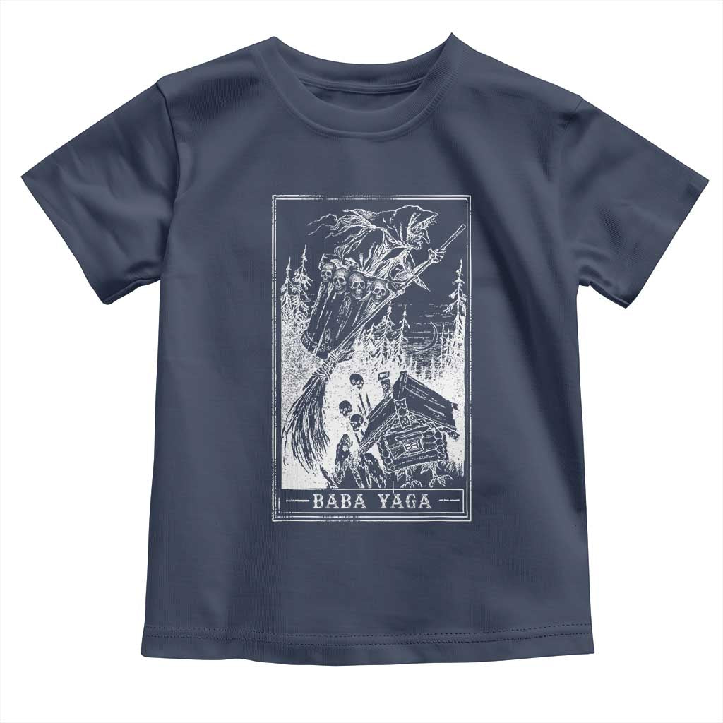 Baba Yaga House Tarot Card Toddler T Shirt Botanical Slavic Folklore Pagan Witchy TS10 Navy Print Your Wear