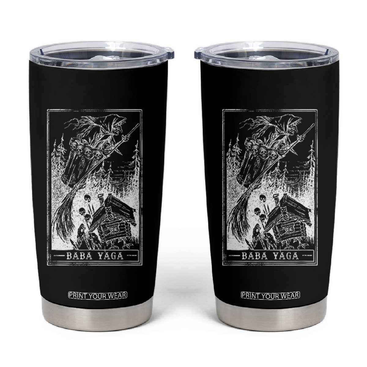 Baba Yaga House Tarot Card Tumbler Cup Botanical Slavic Folklore Pagan Witchy TS10 Black Print Your Wear