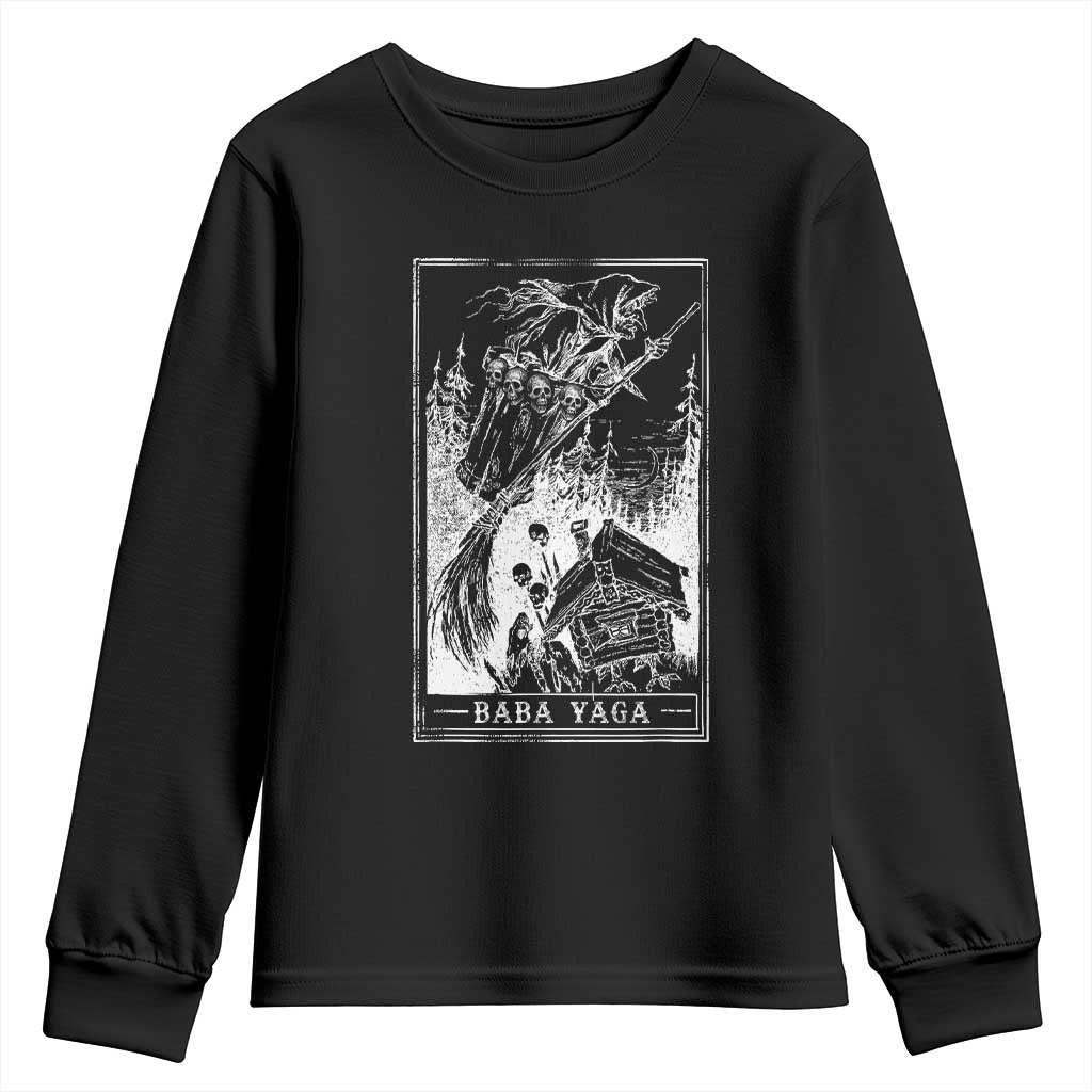 Baba Yaga House Tarot Card Youth Sweatshirt Botanical Slavic Folklore Pagan Witchy TS10 Black Print Your Wear